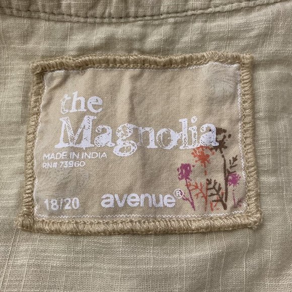 Avenue Size 18 20 Blouse The Magnolia Light Yellow Cotton Ruffled Button Front - Picture 3 of 11